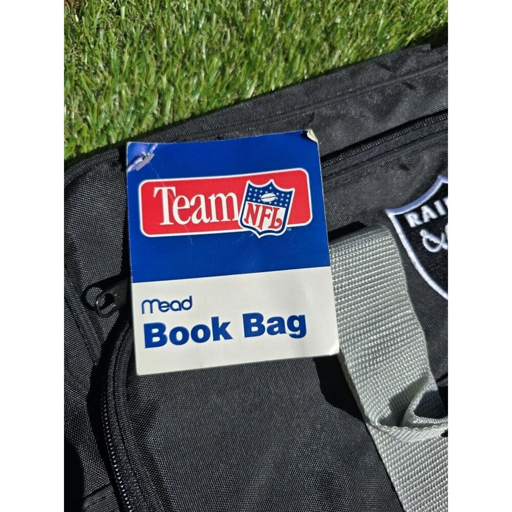 Vintage 1990s Mead NFL Raiders Messenger Carry-on Gym Laptop Book Bag NWT